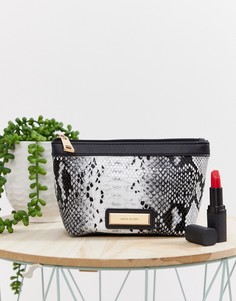 Серая косметичка с эффектом змеиной кожи River Island - Серый