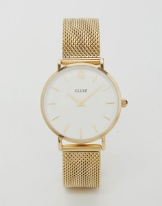 Часы с золотистым сетчатым ремешком CLUSE Minuit CL30010 - Золотой