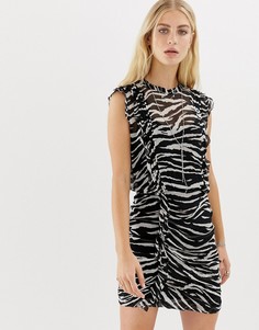 Платье мини с тигриным принтом AllSaints - Мульти