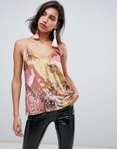 Розовый топ на бретельках с принтом River Island - Розовый