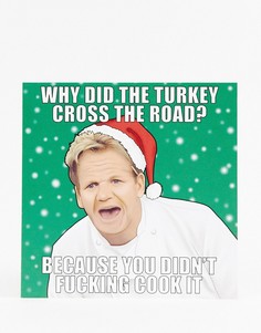 Эксклюзивная новогодняя открытка с надписью why did the turkey cross the road Central 23 - Мульти