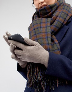 Серо-коричневые перчатки с добавлением овечьей шерсти для сенсорного экрана Vincent Pradier - Бежевый