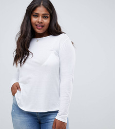Белый фактурный хлопковый лонгслив с круглым вырезом ASOS DESIGN Curve - Белый