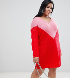Платье-джемпер с шевронным узором Brave Soul Plus - Красный