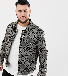 Черная велюровая куртка в стиле вестерн с золотистыми пайетками ASOS DESIGN Plus - Черный
