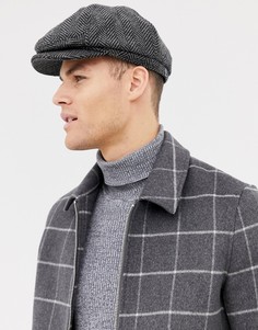 Серая кепка газетчика с узором в елочку Burton Menswear - Серый