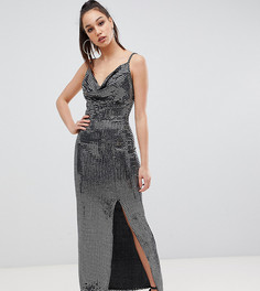 Черное платье макси с пайетками и разрезом сбоку Missguided Tall - Черный