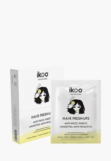 Сухой шампунь ikoo infusions Hair Fresh-Ups Anti-Frizz Sheets. Разглаживающие салфетки для волнистых, пушащихся и кудрявых волос. Саше, 8 шт