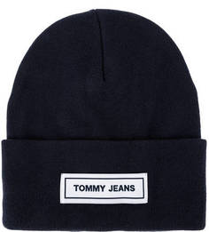 Синяя шапка мелкой вязки с декоративной нашивкой Tommy Jeans