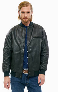 Утепленная кожаная куртка бомбер черного цвета Levis