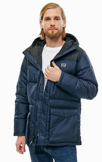 Короткий зимний пуховик синего цвета Levis