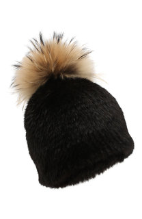 Шапка из меха норки с помпоном из лисы Kussenkovv