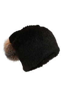 Шапка из меха норки с помпоном из лисы Kussenkovv