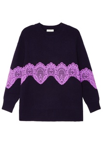Синий джемпер с кружевом Sandro