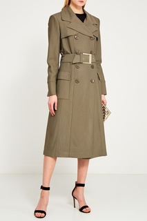 Длинный тренч цвета хаки Elisabetta Franchi