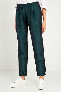 Зеленые брюки с подворотами Laroom