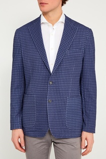 Синий пиджак из хлопка с орнаментом IC MEN