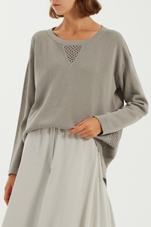 Серый лонгслив с сетчатыми вставками Panicale