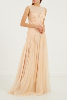 Длинное платье с фактурной вышивкой Elisabetta Franchi