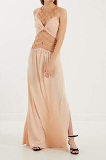 Нюдовое платье с сеткой Elisabetta Franchi