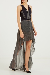 Длинное комбинированное платье с асимметричным низом Elisabetta Franchi