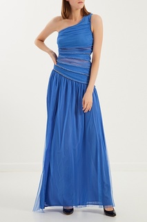 Синее платье с драпировками Elisabetta Franchi