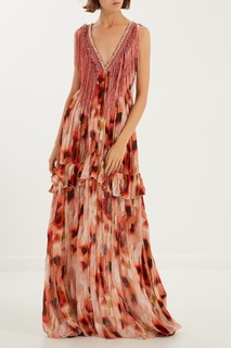 Длинное платье с оборками Elisabetta Franchi