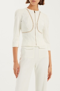 Белый жакет на молнии Elisabetta Franchi