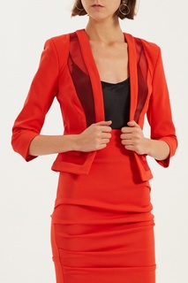 Красный жакет с сетчатыми вставками Elisabetta Franchi