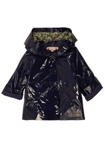 Синее лакированное пальто Bonpoint