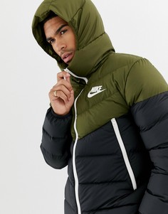 Зеленая пуховая куртка с капюшоном Nike 928833-395 - Зеленый