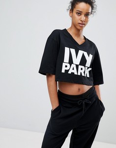 Черная укороченная oversize-футболка с логотипом Ivy Park - Черный