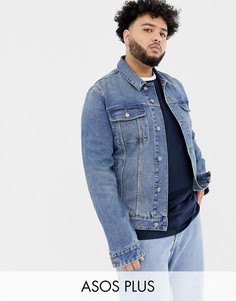 Джинсовая куртка зауженного кроя в стиле вестерн ASOS DESIGN Plus - Синий