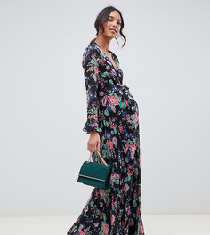 Платье макси с оборками, цветочным принтом и запахом ASOS DESIGN Maternity - Мульти