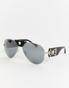 Солнцезащитные очки-авиаторы со съемной планкой Versace 0VE2150Q - Черный