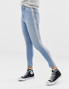 Укороченные джинсы скинни с завышенной талией и вставками металлик Abercrombie & Fitch - Синий