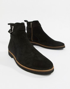 Черные замшевые ботинки челси с пряжками Walk London Hornchurch - Черный
