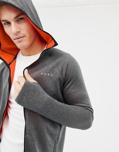 Худи на молнии с флисовой изнанкой и отверстиями для большого пальца ASOS 4505 - Серый