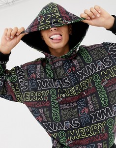 Новогодний oversize-худи с надписью ASOS DESIGN - Черный