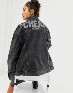 Джинсовая куртка со светоотражающим логотипом Cheap Monday - Черный