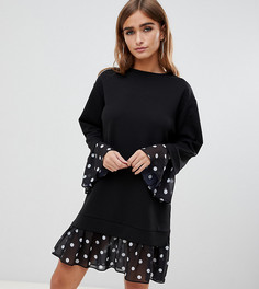 Платье-свитшот 2 в 1 с отделкой ASOS DESIGN Petite - Черный