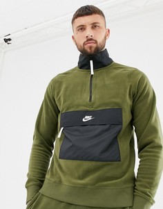 Зеленый свитшот с короткой молнией Nike 929097-395 - Зеленый
