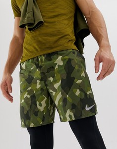 Шорты цвета хаки с камуфляжным принтом Nike Running AH0031-355 - Зеленый