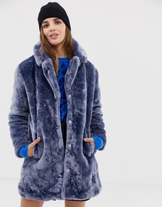 Пальто из искусственного меха QED London - Синий