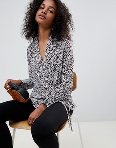 Топ с длинными рукавами, запахом и леопардовым принтом Unique 21 - Мульти Unique21