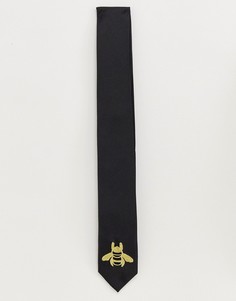 Черный галстук с вышивкой пчелы Devils Advocate - Черный