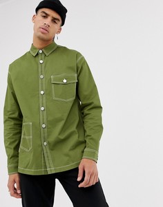 Рубашка с контрастной строчкой Mennace - Зеленый