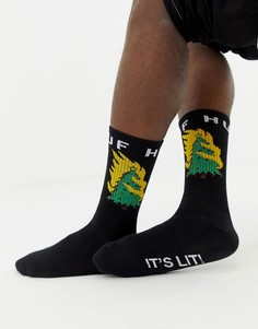 Черные носки с новогодней елкой HUF Hot Fire - Черный