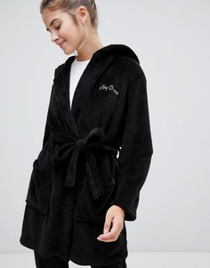 Черный халат с надписью nap queen Brave Soul - Черный