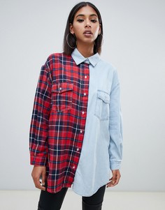 Джинсовая рубашка со вставкой в крупную клетку Missguided - Мульти